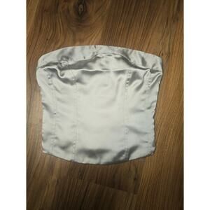 Wild Fable Women's Slim Fit Bustier Tube Top Size XXS Satin Sleeveless Gray 5901